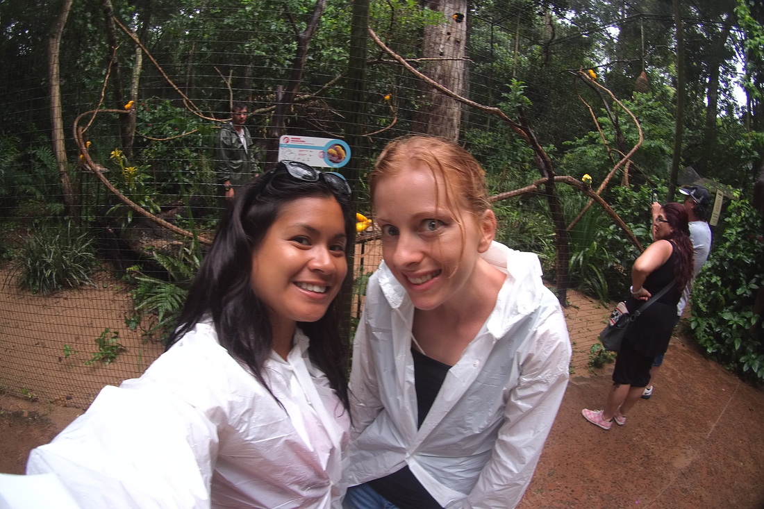 Shyrwyn and her Australian friend in their rain ponchos